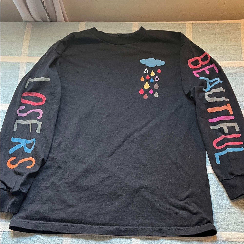 RVCA Black Long Sleeve Kids Tee with Colorful Graphics